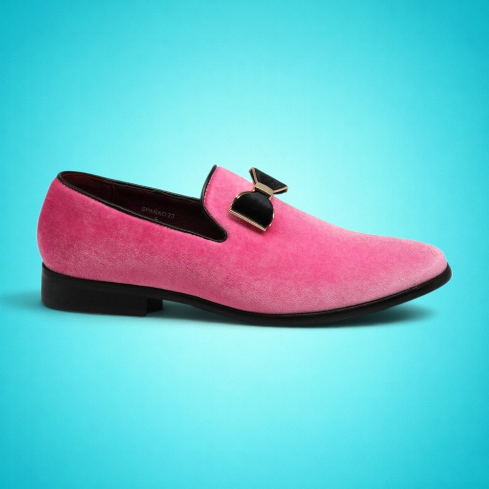 New Men's Pink Enzo Romeo Fashion Formal Velvet Dress Loafers, size 8.5
